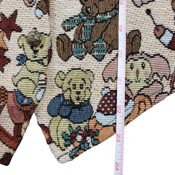 Backroad Blues vest teddy bears tapestry vintage size L - Picture 7 of 7